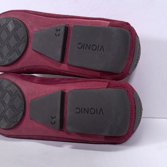 Vionic 456 Sydney Loafers Women 7 Dark Red Suede Leather Slip On Moc TVW4105 - Picture 13 of 14